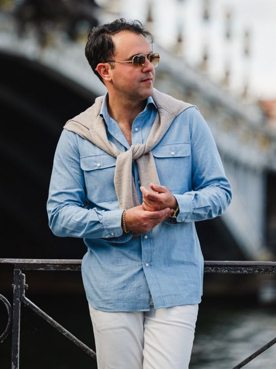 Blauw overhemd op maat van Ettemadis